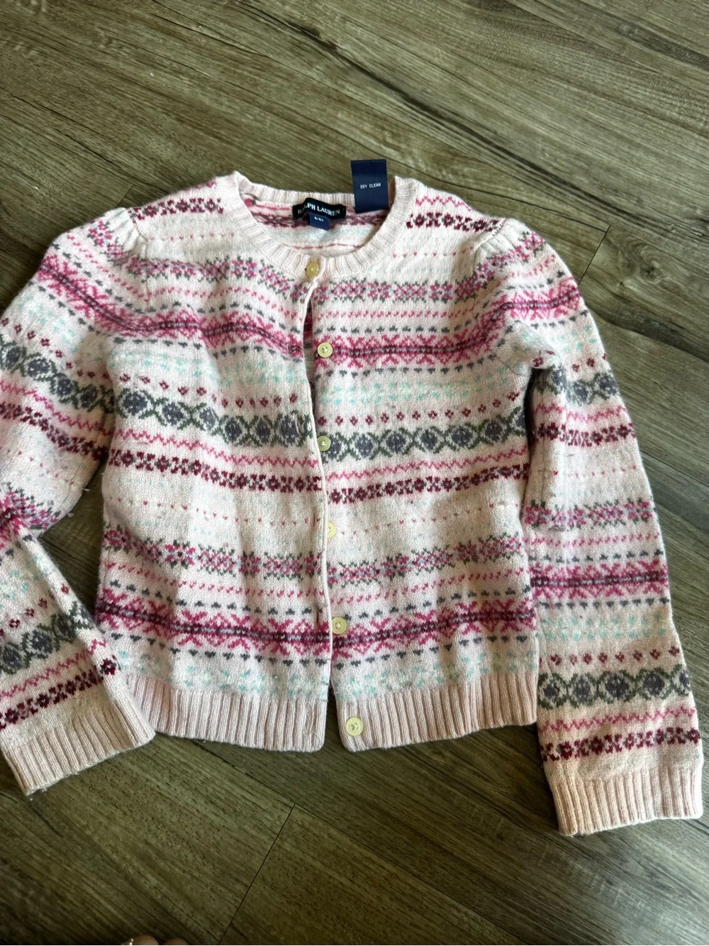 Girls Ralph Lauren pink cashmere cardigan size 6